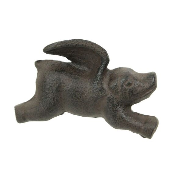 Set of 6 Cast Iron Flying Pig Drawer Pulls Decorative Cabinet Knobs Home Decor - Picture 2 of 6